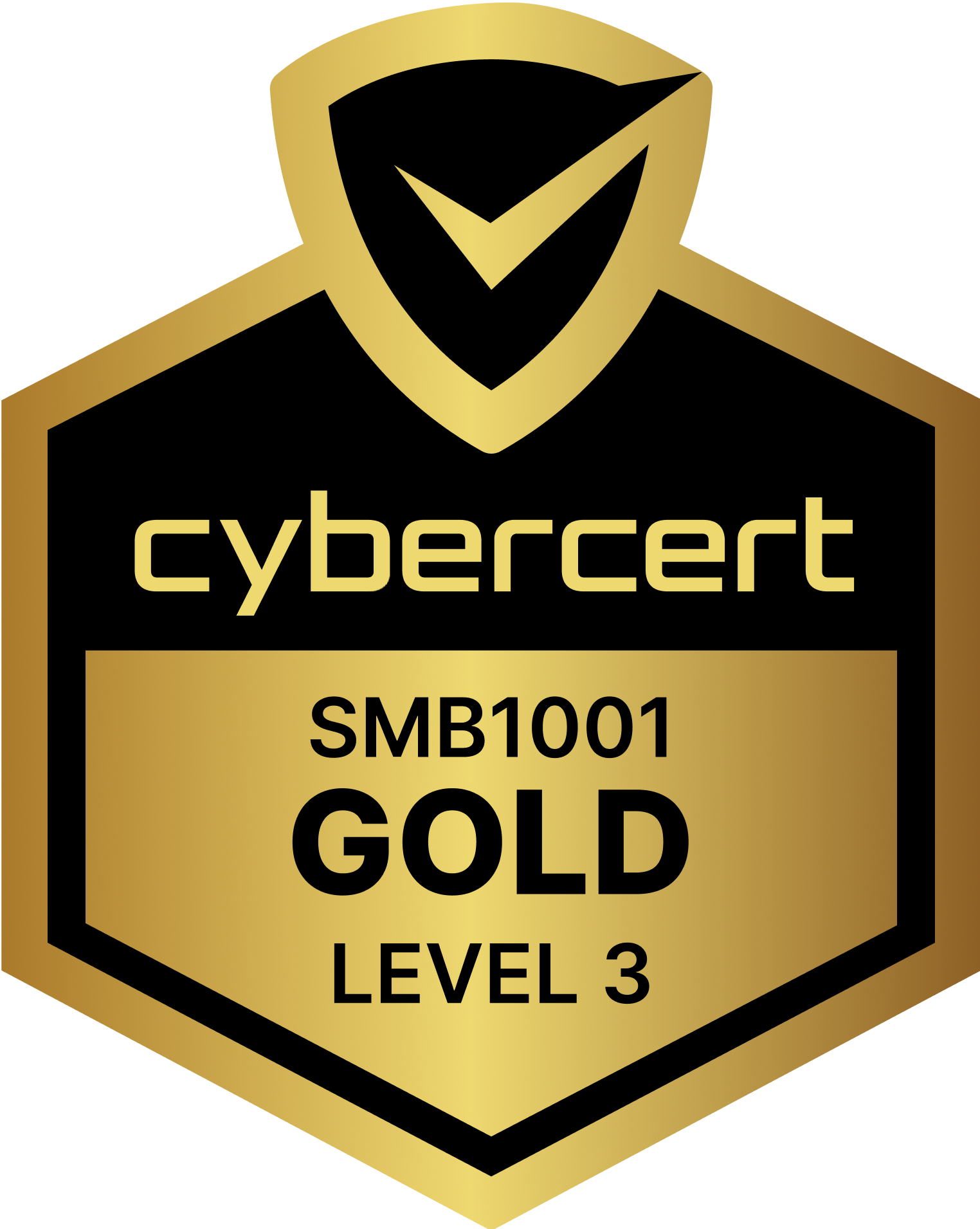 CyberCert SMB1001 Gold Level 3 certification badge